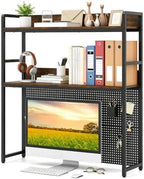 LDAILE 2-Tier Desk Hutch with Pegboard Desktop Organizer by LDAILY