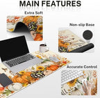 Britimes Keyboard Mouse Pad Set, 4 in 1 Desk Mat Set, Sunflower Fall - Image 3