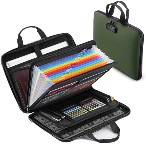facka Fireproof Document Organizer Box with Lock, 13 Pocket Safe File Bag by Facka