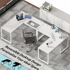 SHW 55 x 60 Commercial-Grade L-Shape Corner Office Computer Desk, White - Image 7