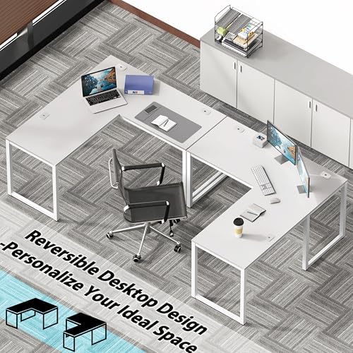 SHW 55 x 60 Commercial-Grade L-Shape Corner Office Computer Desk, White - Image 7
