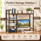 POWERSTONE Desktop Bookshelf for Monitors up to 27", Rustic Brown - Image 4