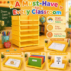 6 Pcs Yellow Turn in Trays Classroom, Stackable Paper Bins for Classroom, 13x9x2.8 inch Plastic Baskets Desktop Organization System Office (Yellow) - Image 7