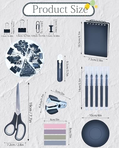 Black Desk Accessories and Organizers with Desk Organizer and 360°Rotating Pen Holder stapler Pen and a Lot of Office Black Office Supplies Beautifully Presented in a Gift Box - Image 7