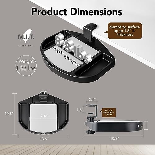 EHO Clamp-On Desk Organizer, Multifunctional with Pencil Drawer, Mouse Pad Storage, Swivel, Spill-Proof, Under Desk Storage, Easy Installation, Reduces Clutter, TAA-Compliant - Image 4