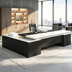 Executive Desk, L Shaped Executive Office Desk with Locking Drawer & File Cabinet, 1'' Thick Desktop, Large Office Desk with Storage, Modern Executive Computer Workstation for Home Office & Business by Unknown