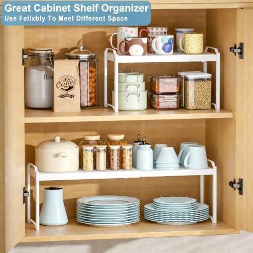 Expandable Cabinet Shelf Organizer, Metal Kitchen Countertop Storage Shelf - Image 6