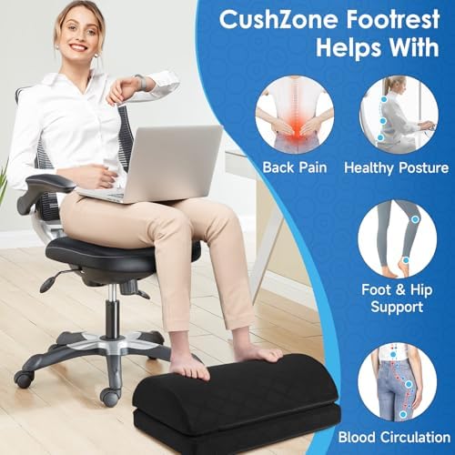 CushZone Foot Rest for Under Desk at Work, Black-16.9 in - Image 4