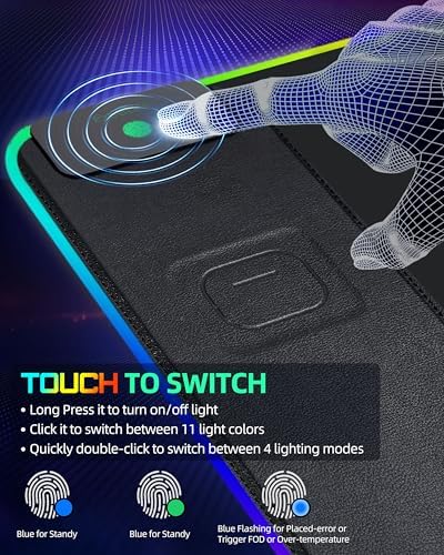 RGB Gaming Mouse Pad with 15 Magnetic Wireless Charging, 31.5"x15.7" - Image 6