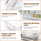 Clear Document Box, Deep A4 Paper Storage Organizer with Snap Latches, Stackable File Case for Certificates Photos Letter Size, Magazine Protector, 14.37" x 9.44" x 2.75" (2 Pack), White - Image 3