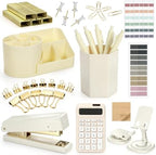Jetec 78 Pcs Aesthetic Beige Desk Accessories Set for Women by Jetec