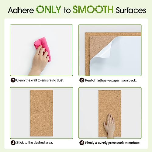 AKTOP Cork Board Bulletin Board 17"x8", 1/2" Thick Cork Board Tiles 6 Pack, Small Pin Board for Wall Decor, Self Adhesive Corkboards with 60 Push Pin Wood Clips for School, Home & Office - Image 7
