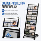 Magazine Rack 6-Tier Display Stand with Wheels, Floor Standing Holder - Image 5