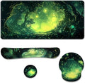 Magic Forest Desk Mat Set Green Fantasy Landscape Large Mouse Pad with Wrist Rest 4in1 Desk Mat for Desktop Ergonomic Keyboard Wrist Support Anti-Slip Computer Ergonomic Mouse Pad Home Office Gaming by Unknown