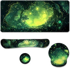 Magic Forest Desk Mat Set Green Fantasy Landscape Large Mouse Pad with Wrist Rest 4in1 Desk Mat for Desktop Ergonomic Keyboard Wrist Support Anti-Slip Computer Ergonomic Mouse Pad Home Office Gaming by Unknown