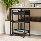 Mind Reader Cart with Covered Compartment, Office Organizer, Storage, 3-Tier, Office, Metal, 15.5" L x 11" W x 28.25" H, Black - Image 2