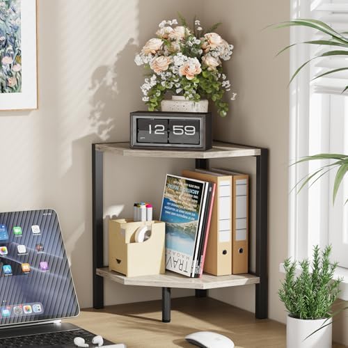Creso hom Corner Shelf Stand, 2 Tier Industrial Corner Bookshelf - Image 5