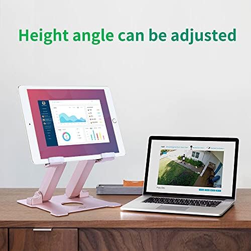 KABCON Tablet Stand,【Updated】 Adjustable Eye-Level Aluminum Solid Desktop Stand Holder,Compatible with iPad Series,Microsoft Surface Series,Samsung,Kindle Fire,Etc.Up to 15'' Tablets-Pink - Image 6