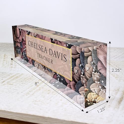 Floral Acrylic Name Block for Desk, Womens Personalized Desk Name Plate, Nameplate for Colleague, Office Desk Sign, Flower Desk Plaque - Image 3
