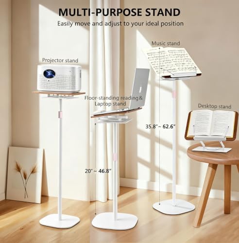 2-in-1 Adjustable Floor & Desktop Music Book Stand, White - Image 3