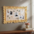 Wonderjune Linen Display Pinboard, Ginkgo Leaf, 30'' X 20'', Leaf Gold - Image 6