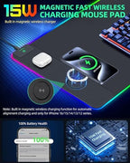 RGB Gaming Mouse Pad with 15 Magnetic Wireless Charging, 31.5"x15.7" - Image 2