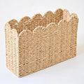 Scalloped Magazine Holder, Hand-wowen Paper Rope Book Holder, Wicker Mail Organizer, File Storage for Bedroom, Narrow Floor Basket for living Room, Office by Whensimplicitymeetscomfort