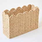 Scalloped Magazine Holder, Hand-wowen Paper Rope Book Holder, Wicker Mail Organizer, File Storage for Bedroom, Narrow Floor Basket for living Room, Office by Whensimplicitymeetscomfort