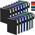 feela 15 Pack Pocket Small Notebooks Bulk, Mini Cute Notepads Hardcover College Ruled Lined Journals with Pen Holder for School Business, with 15 Black Pens, 3.5”x 5.5”, A6, Black Navy Dark Green by feela