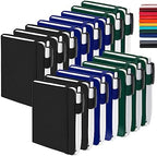 feela 15 Pack Pocket Small Notebooks Bulk, Mini Cute Notepads Hardcover College Ruled Lined Journals with Pen Holder for School Business, with 15 Black Pens, 3.5”x 5.5”, A6, Black Navy Dark Green by feela