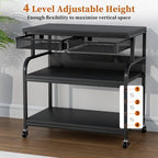 EasyCom 32.3"×18.9" XL Printer Stand with Double Drawers & Wheels - Image 4