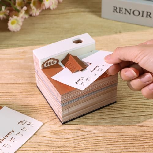3D Memo Pad Time Piece Calendar 2027, 3D Tear-Off Art Desk Calendar 2027, Creative 3D Memo Pad Paper Art Tree House DIY Paper Carving Decoration (Cute Pet Cottage) - Image 4
