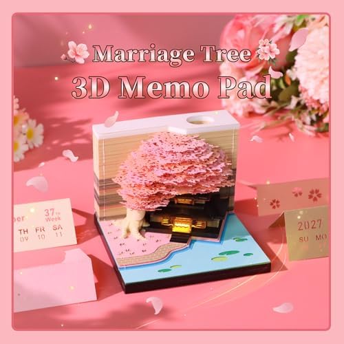 3D Calendar 2027,3D Desk Calendar Memo Pad 2027,3D Art Calendar Memo Pad 2027,Time Piece calendars 2027,3D Paper Art Notepad,Four Seasons Tree Desktop Decoration,New Year,Christmas Gift (Four Seasons Tree（Pink）) - Image 3