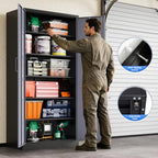 MIIIKO Metal Storage Cabinet with Locking Doors, 71" Tall Black Garage Storage Cabinets with 2 Doors and 5 Adjustable Shelves for Home Office,Garage, Industrial, Commercial, Workshop(Black Grey) - Image 6