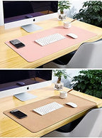 Desk Pad, Natural Cork Leather Dual Sided Desk Mat, Waterproof Desk Mat, PU Leather Mouse Pad, Non-Slip Large Mouse Pad for Office Home - Image 2
