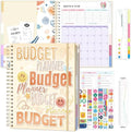 Ospelelf Budget Planner Undated, Money Expense Tracker with Pocket & Stickers, Thick Cardboard Cover, Large Pages for Spacious Writing, Original Fun Colorful Design, 12 Month Financial Notebook Beige by OspelelfOfficeSupplies