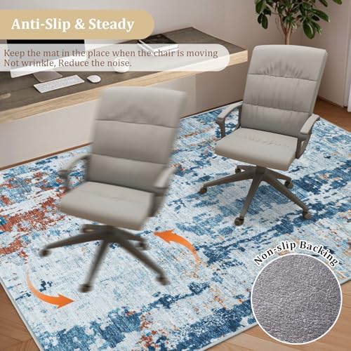 Office Chair Mat for Hardwood Floor, 60"x45" Easy Glide Computer Chair Mat Protector for Rolling Chair Under Desk Rug Nonslip Backing, Machine Wash - Image 5