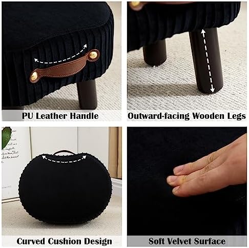 Foot Stools Ottoman with Handle Small Foot Stool Footrest Ottomon - Image 5