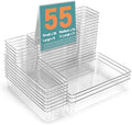 55Pcs Clear Plastic Drawer Organizers Set, 4size makeup drawer organizer trays for vanity,desk,bathroom,office,nightstand,gadgets for kitchen drawer, Versatile drawer divider storage bins by VEXTHYXOfficial