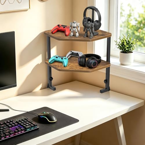 Corner Desk Shelf, Clamp on Desk Shelf Above or Below Desk 16" 2 Tier - Image 2