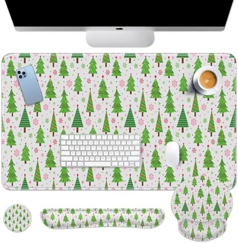 Britimes Keyboard Mouse Pad Set, 4 in 1 Desk Mat Set, Winter Snowflakes by Britimes