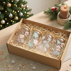 12 Sets Christmas Glass Cups Gifts 16 oz Cute Christmas Tree Glass Cups Gingerbread House Tumbler Snowflake Iced Coffee Cup with Lids and Straws for Women Coworkers Birthday Xmas Party Favors - Image 7