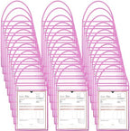 Geyee 50 Pack Job Ticket Holders Work Order Plastic Sleeves,Pink by Geyee