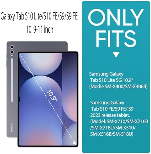 Keyboard Case for Samsung Galaxy Tab S10 Lite/S10 FE/S9 FE 5G 10.9"/S9,Mouse and 7 Color Backlit Keyboard,Pencil Holder, Magnetic Detachable,Premium PU Leather Cover with Auto Sleep/Wake,Gray+Mouse - Image 2