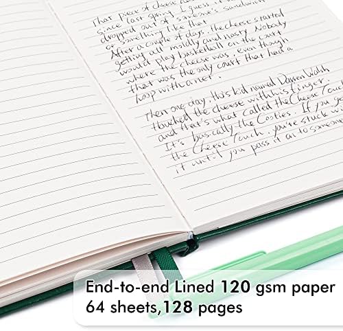 feela 5 Pack Journal Notebook Bulk for School, Hardcover Business Notebooks Classic Ruled Lined Journals with Pen Holder for Work Note Taking, with 5 Black Pens, 120 GSM, 5.1”x8.3”, A5, Dark Green - Image 3