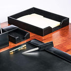 Dacasso Bonded Leather Desktop Tray Luxury Letter Holder & Paper Organizer for Desk, 13.5in x 10.5in x 2.13in, Black - Image 6