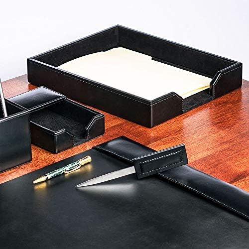 Dacasso Bonded Leather Desktop Tray Luxury Letter Holder & Paper Organizer for Desk, 13.5in x 10.5in x 2.13in, Black - Image 6