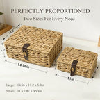 2 Pcs Woven Storage Basket with Lid, Seagrass Basket,Decorative Storage Box - Image 2