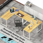 SHW 55 x 60 Commercial-Grade L-Shape Corner Office Computer Desk, Oak - Image 6