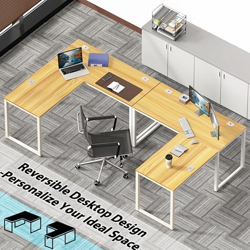 SHW 55 x 60 Commercial-Grade L-Shape Corner Office Computer Desk, Oak - Image 6